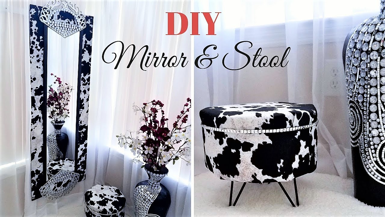 HOW TO DIY THE PERFECT MIRROR & STOOL SET FOR A POWDER ROOM| HOME DECORATING IDEA 2019