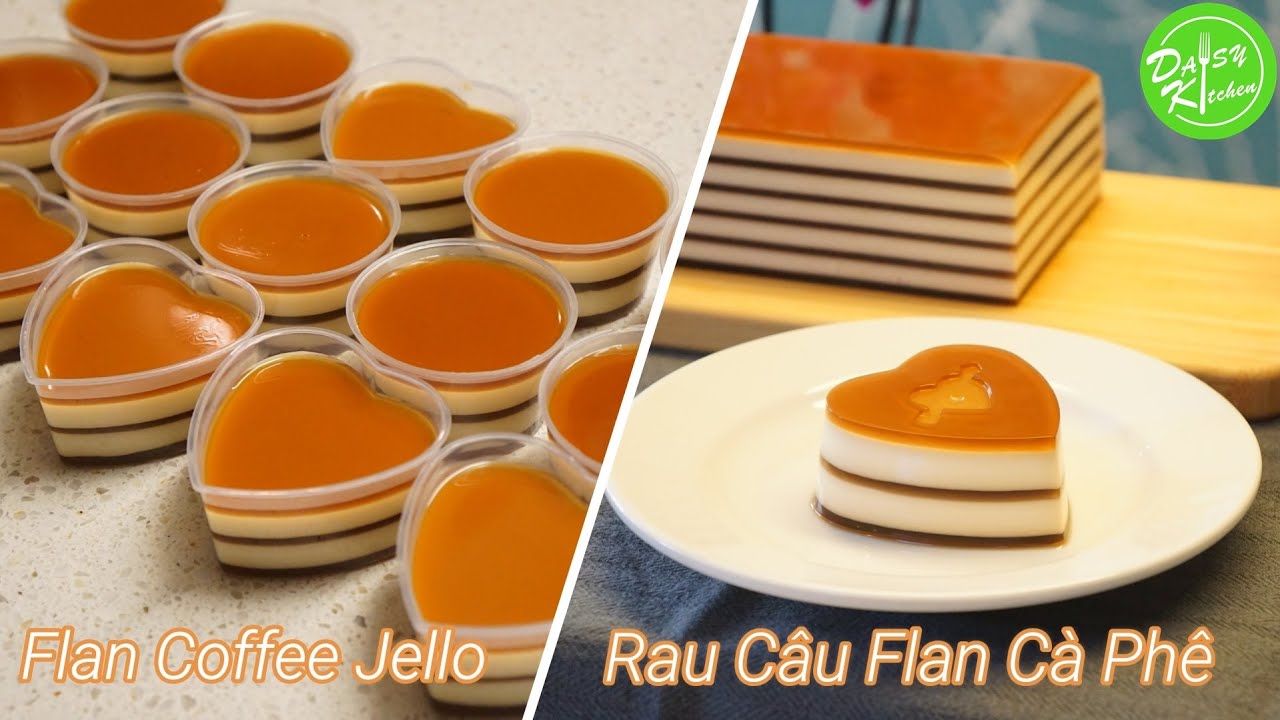 Rau Câu Flan Cà Phê ngon, đẹp, mịn, không tách lớp, không tách nước, không lem màu-Flan Coffee Jello