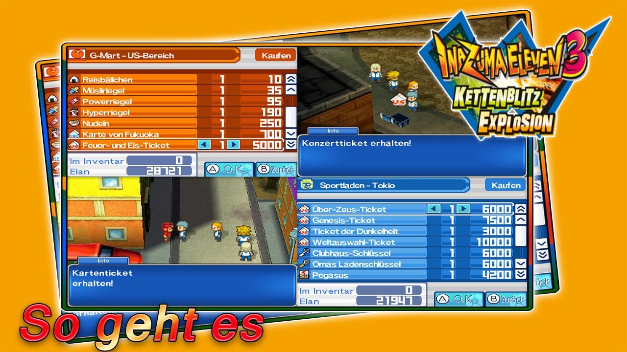 Inazuma Eleven 3: Kettenblitz/Explosion: Alle Tickets, wo Sie sind und wofür!, So geht es!
