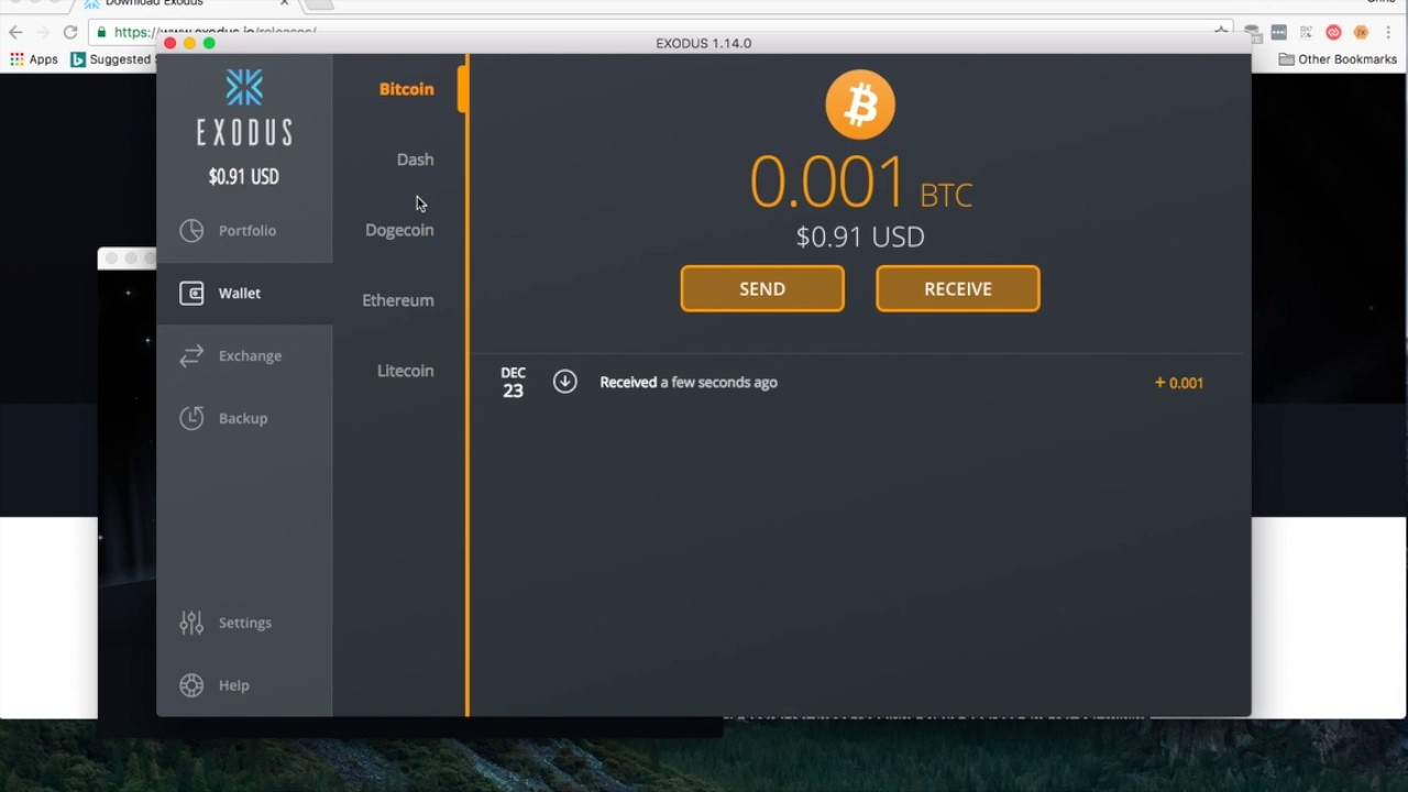 Multi-Asset Wallet Mac OS X EXODUS Supports Bitcoin Litecoin Dash Dogecoin