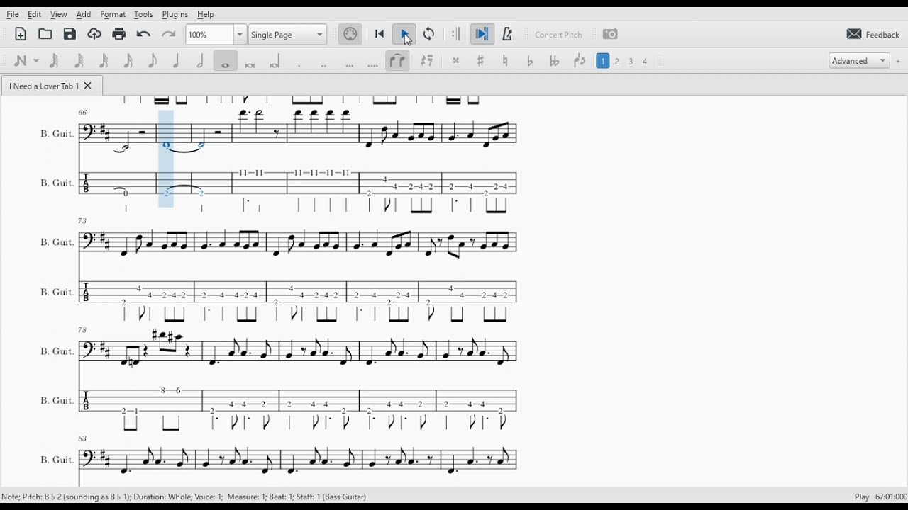 John Cougar Mellencamp - I Need a Lover, Bass Score and Tabs