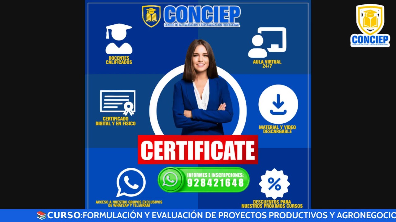 📚𝗖𝗨𝗥𝗦𝗢 :FORMULACIÓN Y EVALUACIÓN DE PROYECTOS PRODUCTIVOS Y AGRONEGOCIOS📚