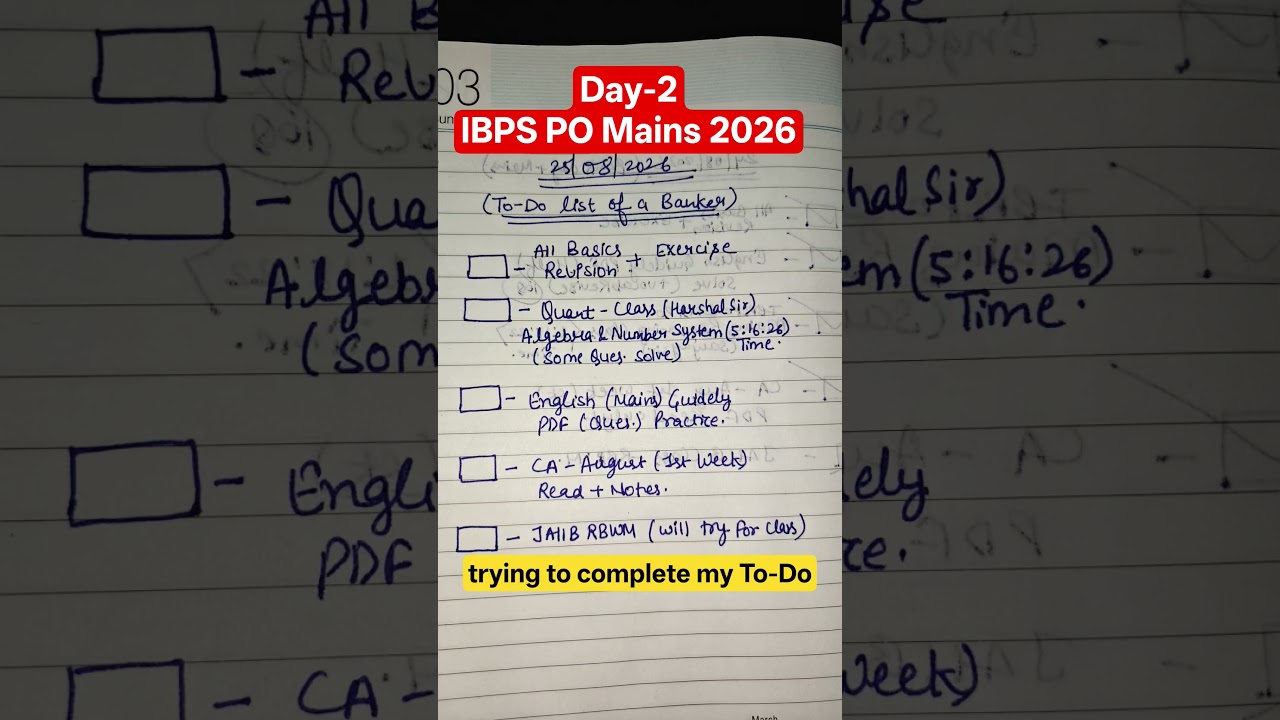 IBPS PO Mains 2026 Day-2|My Daily routine for ibps po mains #dailyroutine #ibpspomains #banker #sbi