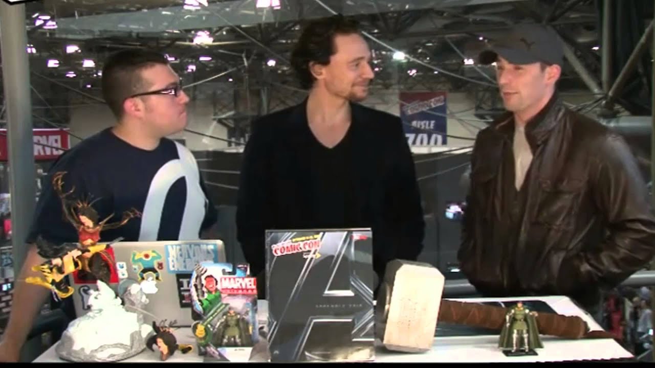 Tom Hiddleston and Chris Evans at the New York Comic-Con 2011.