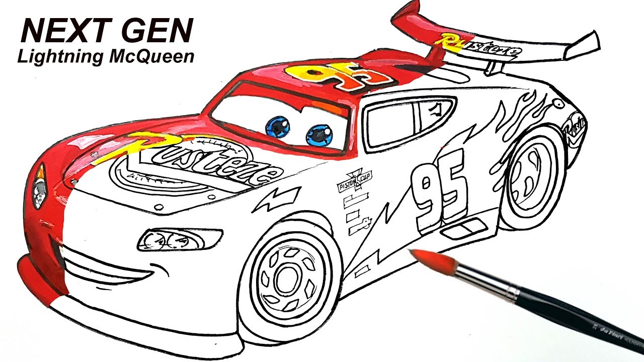 Как нарисовать NEXT GEN Lightning McQueen СПОРТИВНУЮ МАШИНУ | Рисование и раскраска для детей