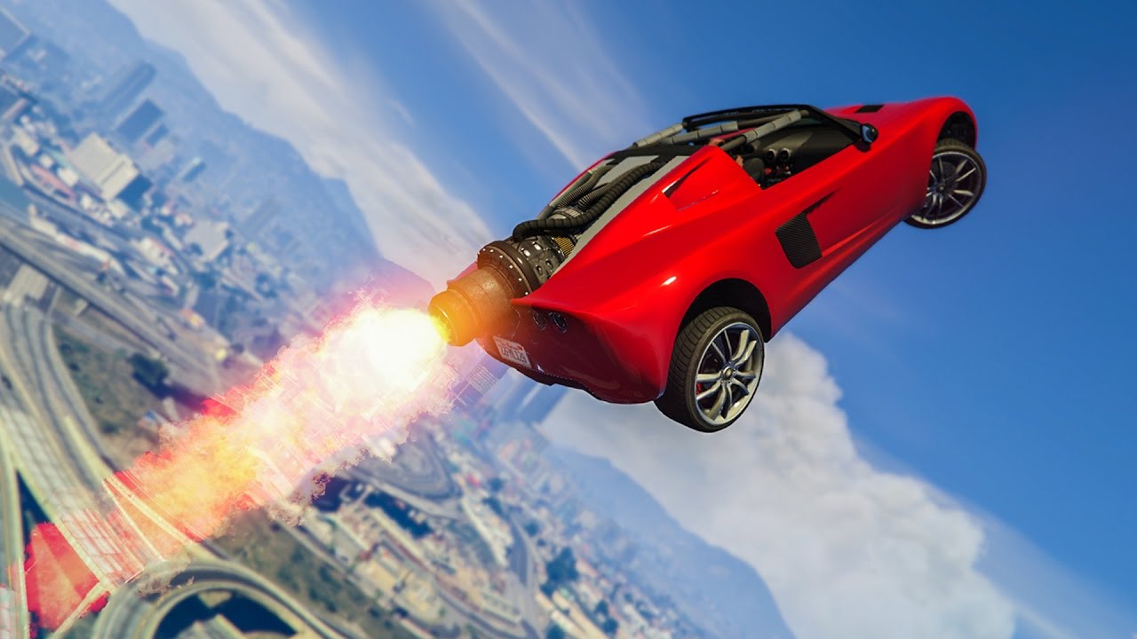 AMAZING ROCKET CAR STUNT! - (GTA 5 Stunts & Fails)