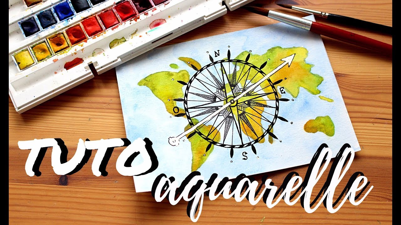 TUTO AQUARELLE - CARTE DU MONDE