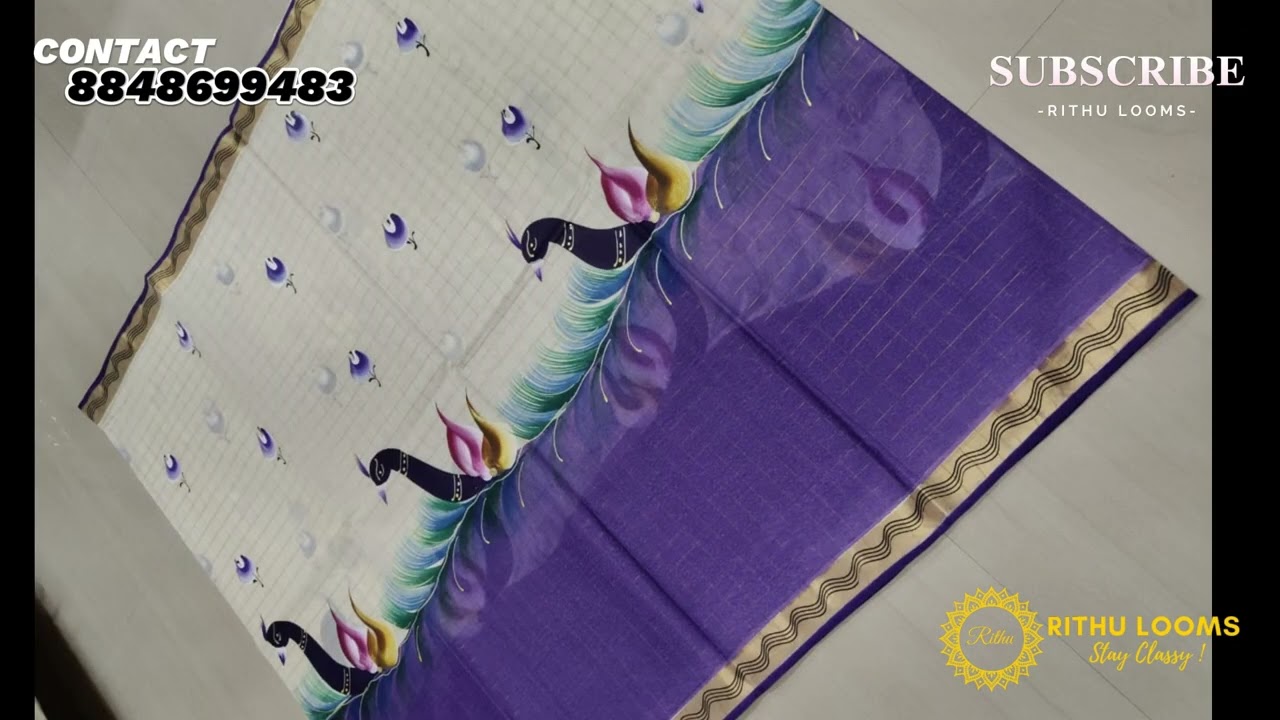 Kuthampully Handloom Printed Sarees Online at Rithu Looms #rithulooms #kuthampullyhandloomsarees