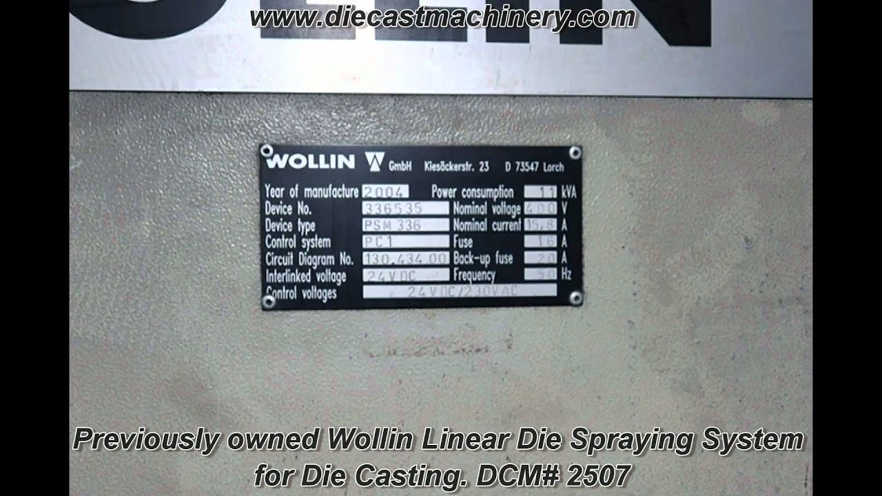 Wollin Linear Die Spraying System for Die Casting. DCM 2507