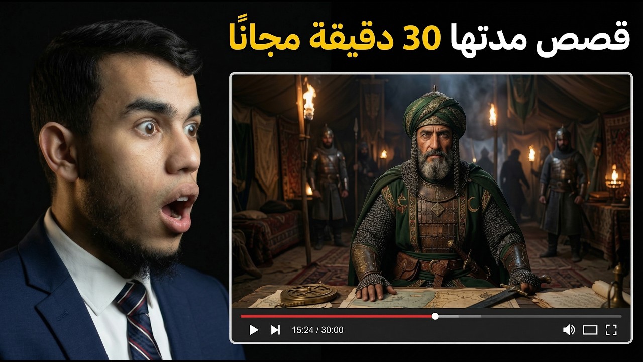 فيديوهات طويلة قصص دينية سينمائية بالذكاء الاصطناعي مجانًا 100%