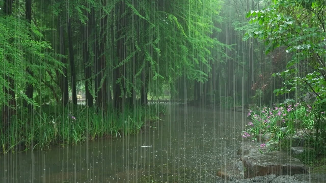 The beautiful little river is raining(300) , sleep, relax, meditate, ASMR, Real Shot