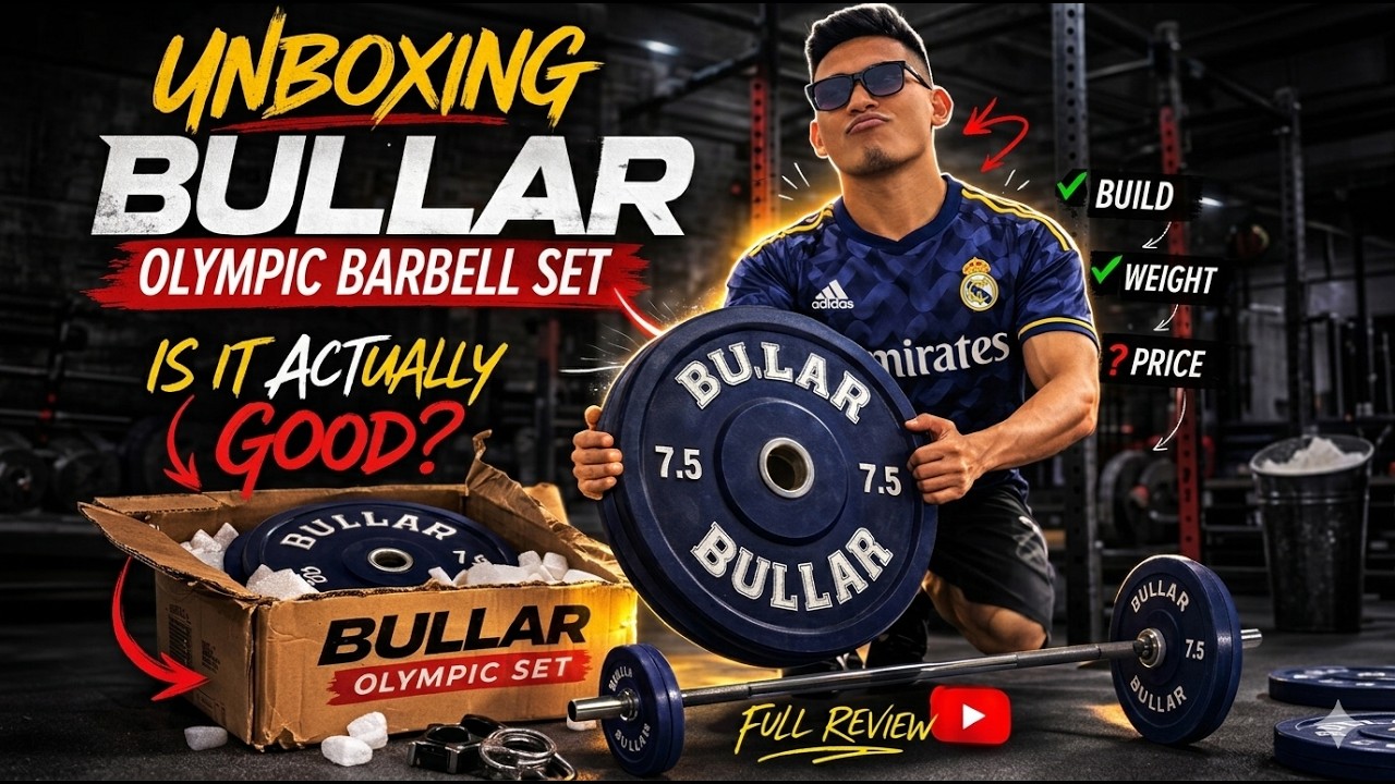 UNBOXING BULLAR Bumper Plates with Olympic Barbell (15 KG Set (7.5 KGx2))