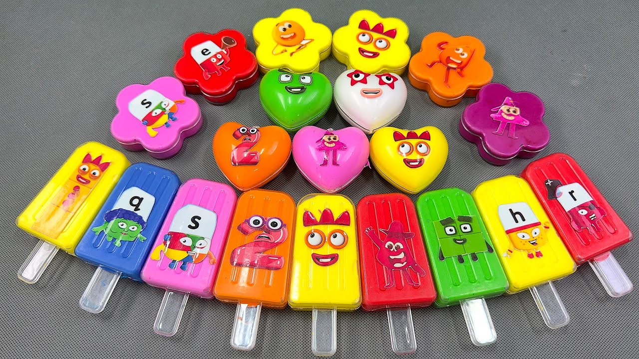 🎨 Радужные слаймы из Numberblocks! Смесь мягкой глины Colourblocks & Friends 💕 ASMR
