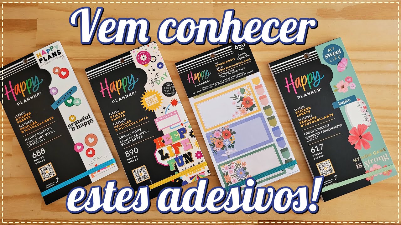 Bloco de Adesivos The Happy Planner: Fresh Bouquet, Garden Joy, Bright Pops e Happy Brights