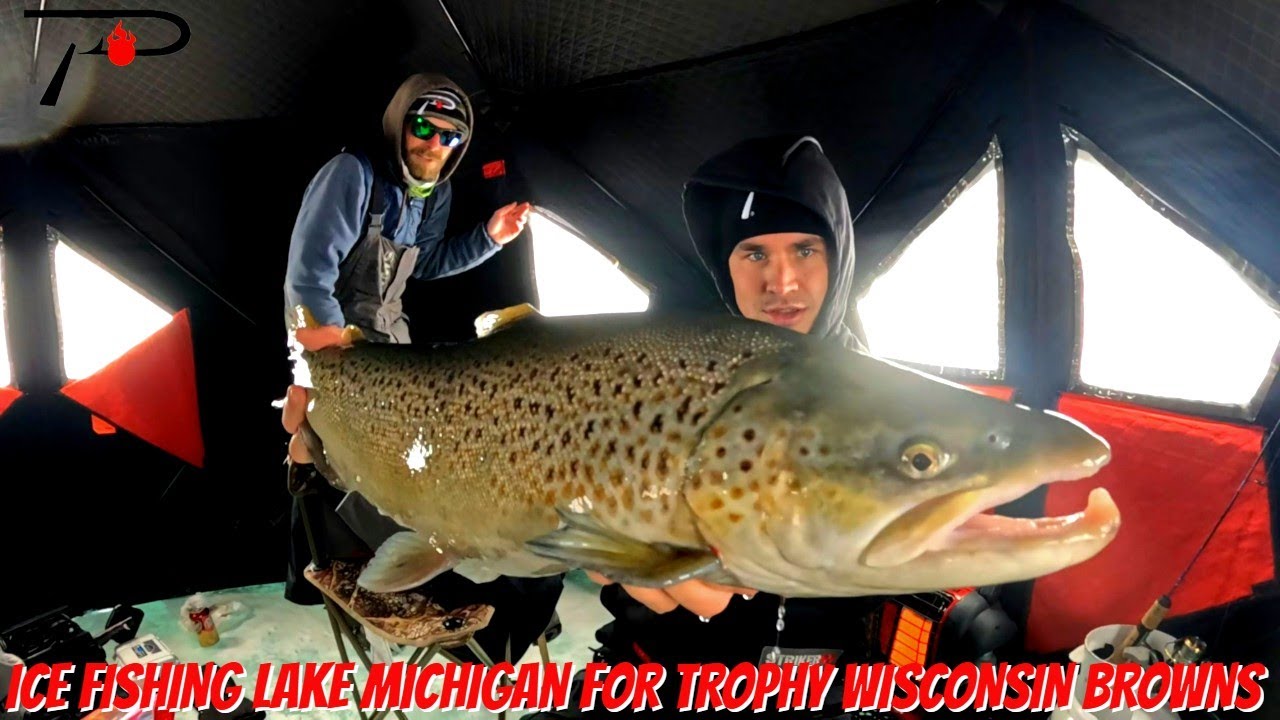 Ice Fishing Lake Michigan Shoreline for Trophy Brown Trout