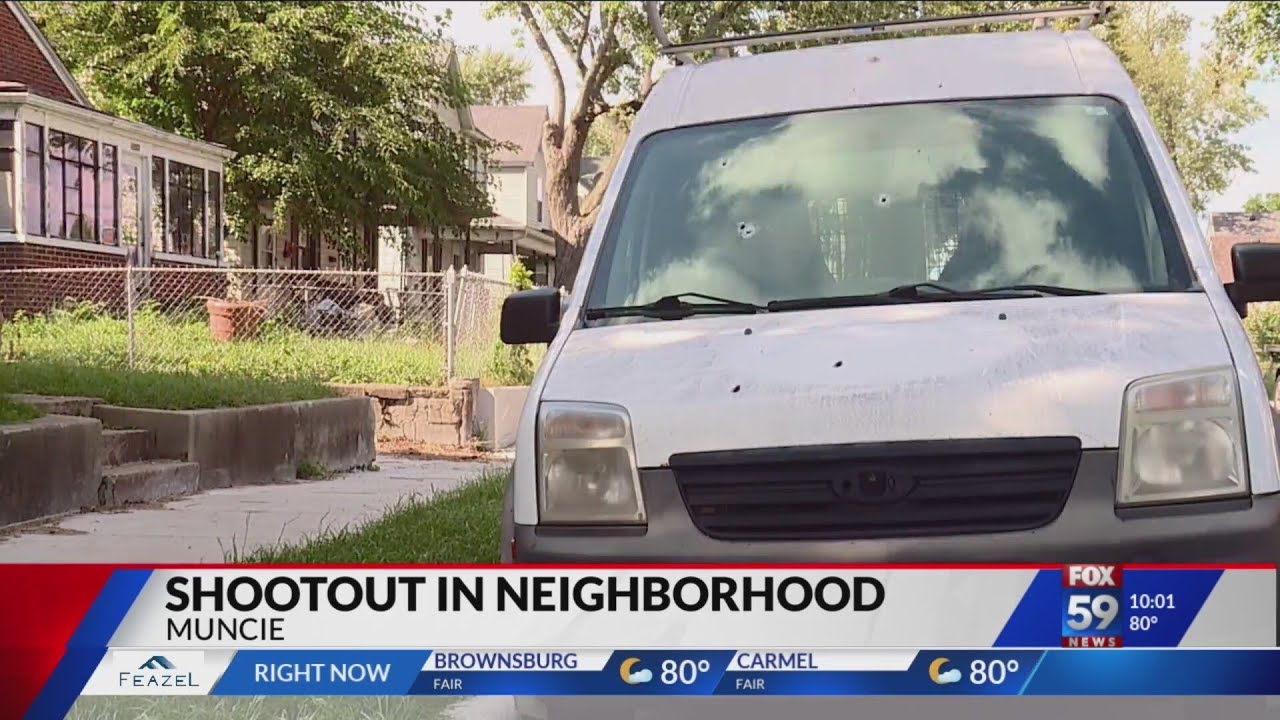 Muncie home and van riddled with bullets after shootout in the street