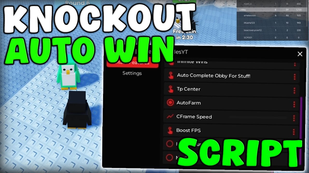 [🐧НОВИНКА] Скрипт Roblox Knockout: автоматическая ферма, автоматическая победа, бесконечный лед. ...