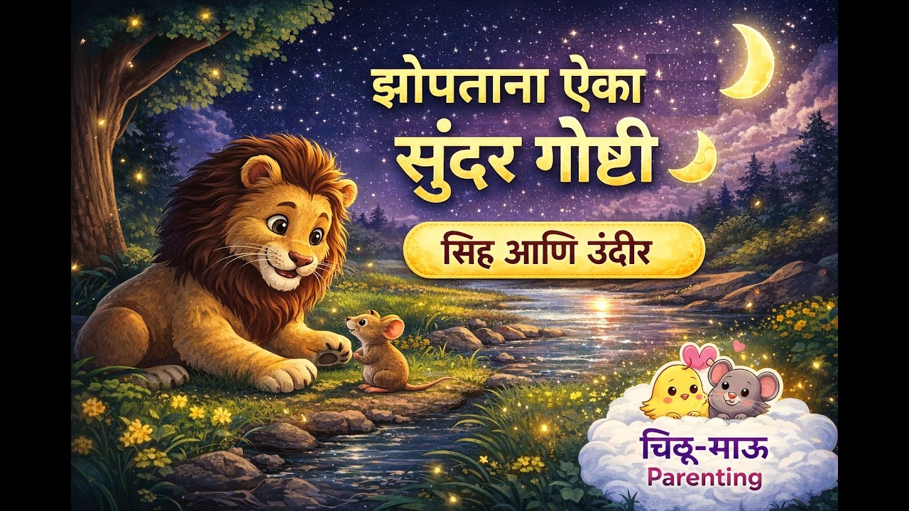 झोपताना ऐकण्यासाठी 5 छान गोष्टी 🌙 | सिंह आणि उंदीर | चिऊ-माऊ Parenting