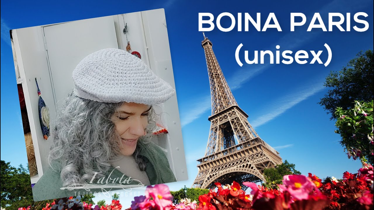 Boina Paris (unisex) en crochet o ganchillo