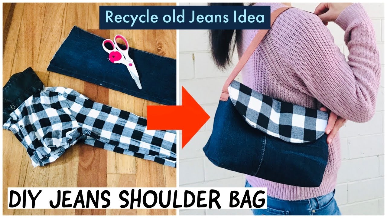 RECICLAR JEANS/DIY BAG/REUSE/RECYCLE OLD JEANS TO JEANS SHOULDER BAG/BOLSA DIY /เย็บกระเป๋า #WITHME