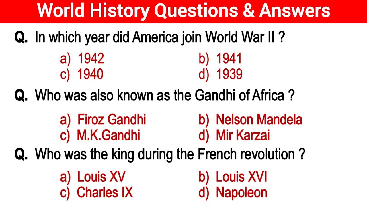 world history gk | world history gk questions | world history mcq