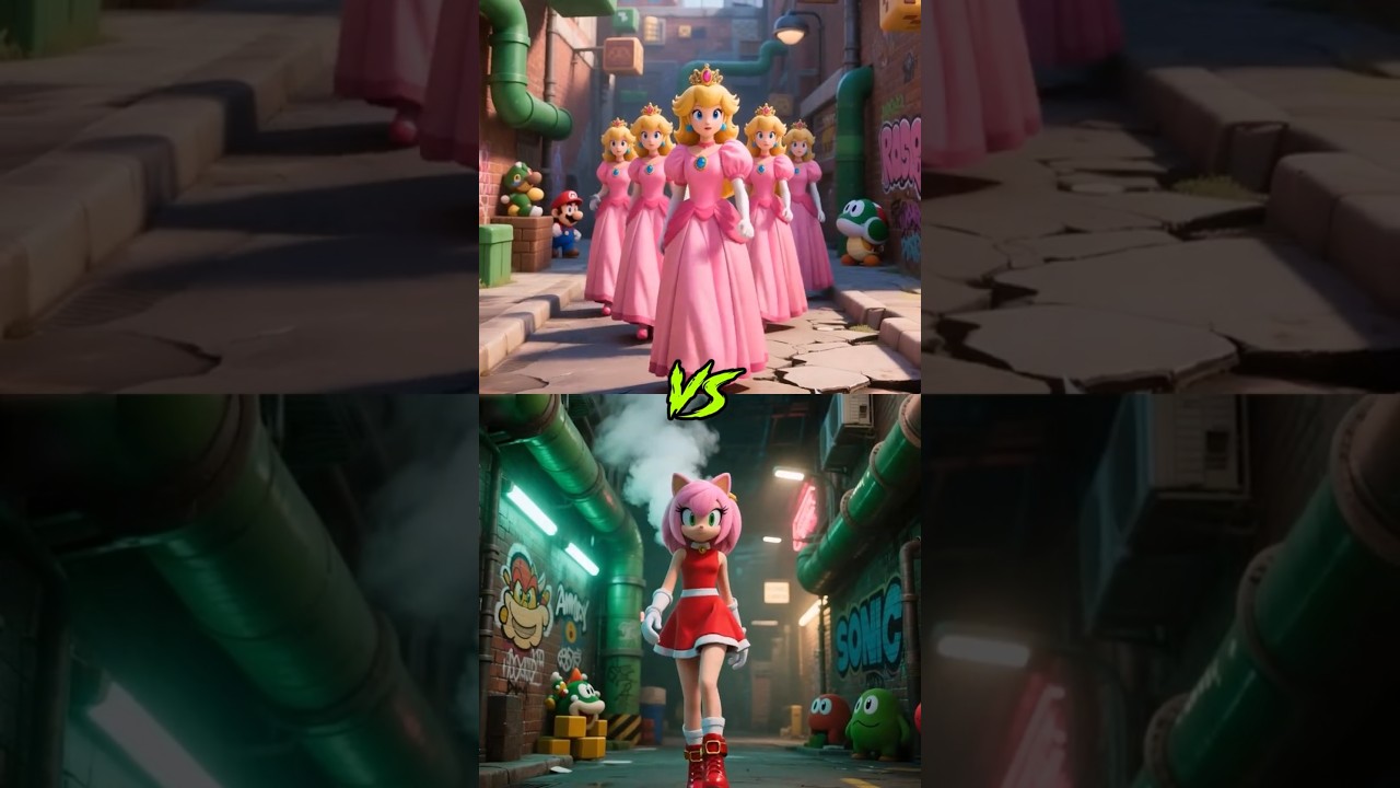 Princess Peach VS Sonic, Knuckles, Tails, Silver Sonic, Metal Sonic, Amy Rose, Rouge The Bat⚡