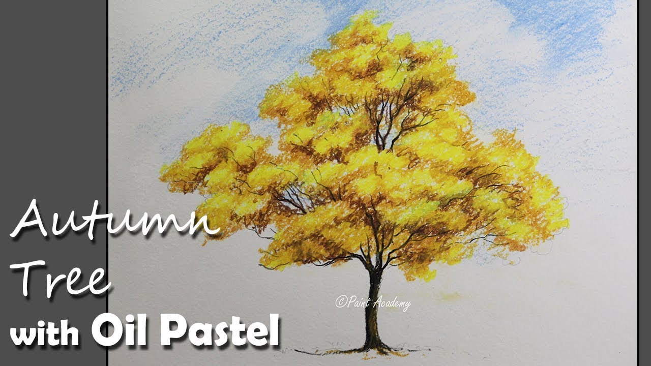 How to Paint A Yellow Autumn Tree with Oil Pastel | Lesson-3