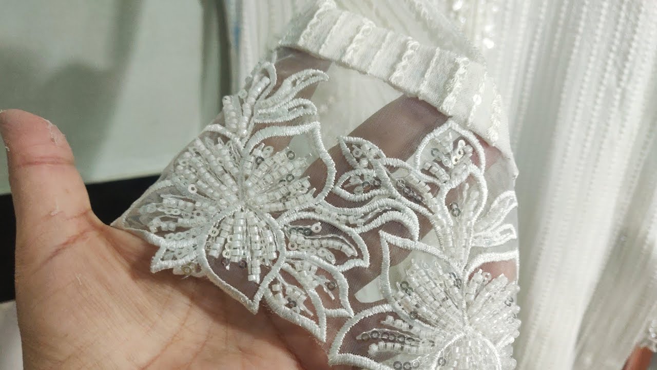 white Sequence formal kurti with organa laces || cutting and sewing 