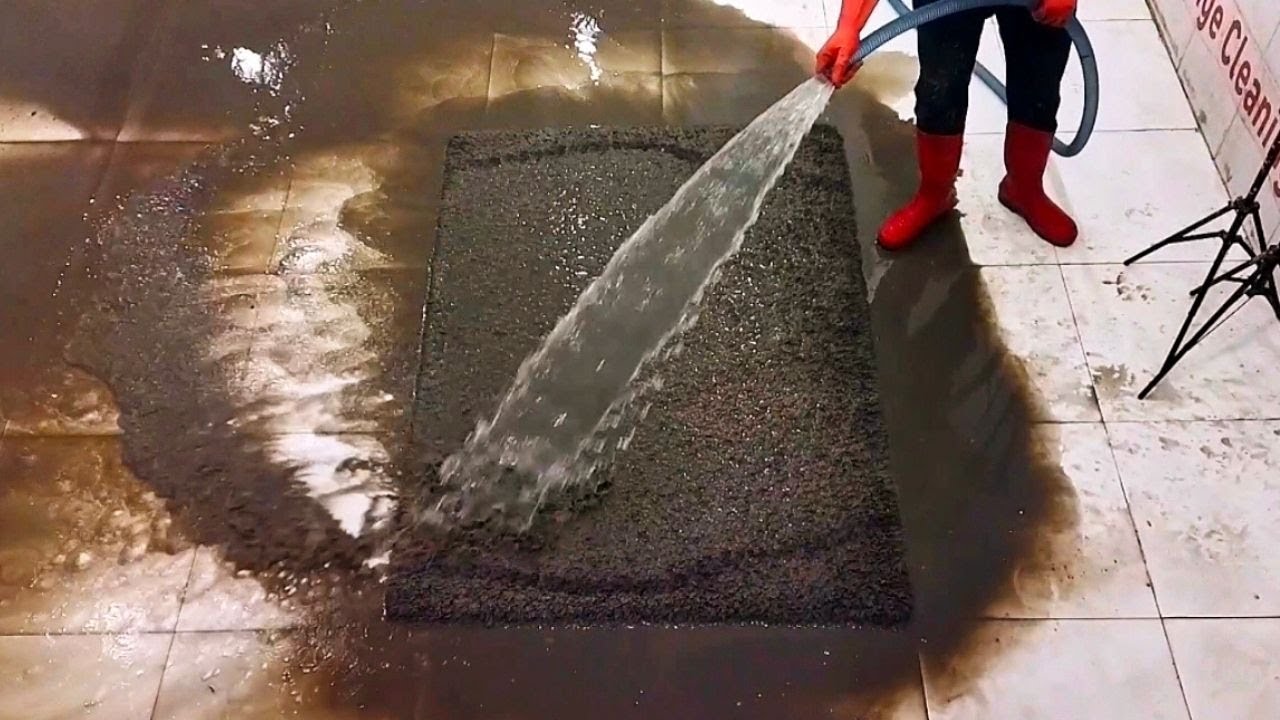 Ultra dirty flood damaged shaggy rug cleaning satisfying ASMR