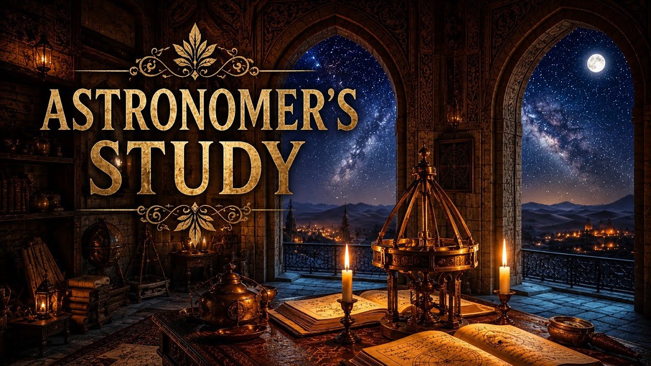Stargazing in the Desert 🌌 Medieval Astronomer&rsquo;s Study Ambience for Sleep & Focus