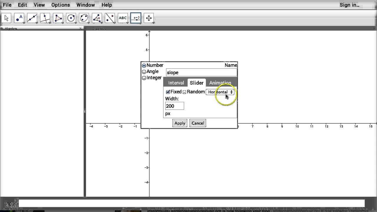 Geogebra Insert Slider with Button