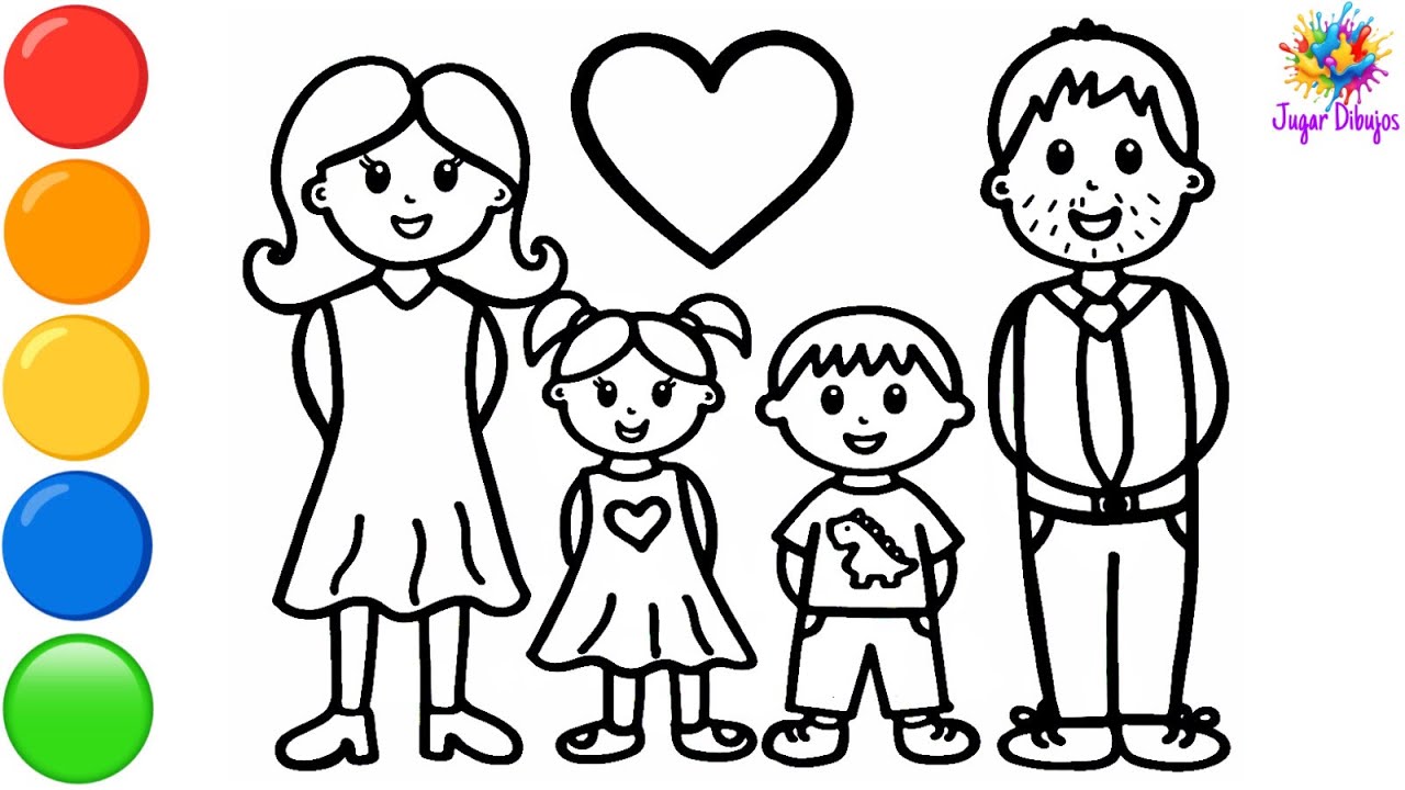Dibuja y Colorea Una Familia 👩👨👧👶❤️ Padres E Hijos 👨‍👩‍👧‍👦🌈 Dibujos Para Niños 