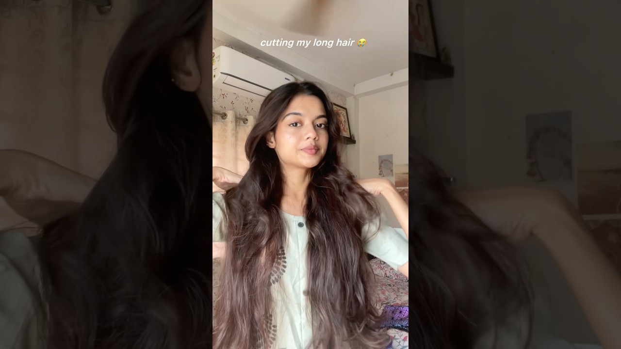 cutting my long hair 😭 #haircut #shorts #lifestyle #explore #hair #vlog