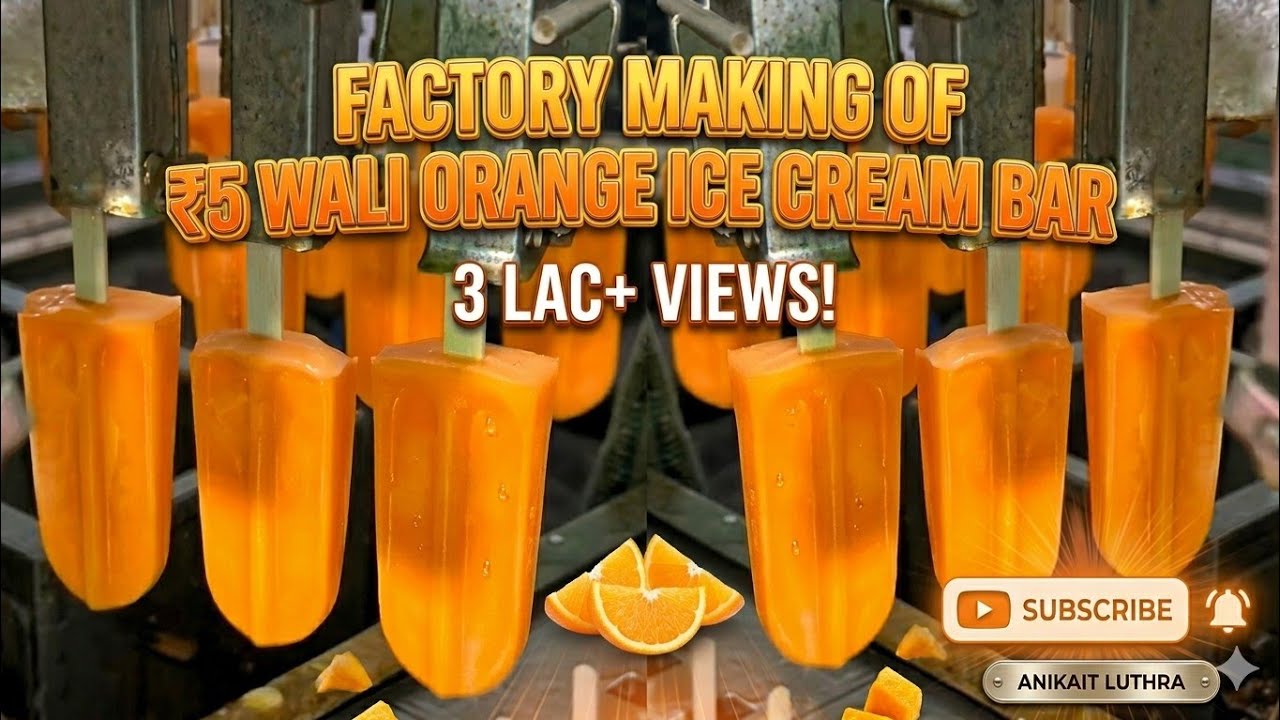 ₹5 Wali Orange Ice Cream Bar Making in Mega Factory from Scratch at Huge Level | Indian Factory