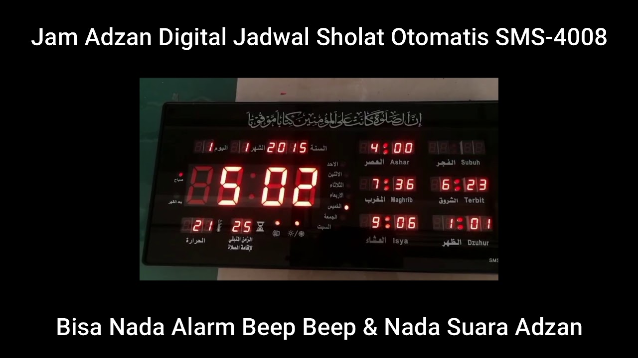 Jam Adzan Digital Jadwal Sholat Otomatis Nada Beep & Nada Suara Adzan SMS-4008