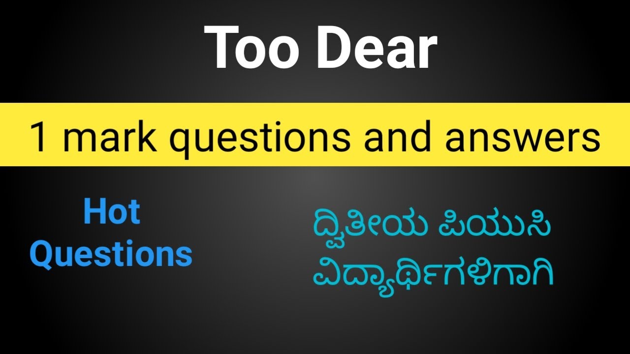 Too Dear one mark question and answer | Notes of the lesson Too Dear | Second PUC English notes