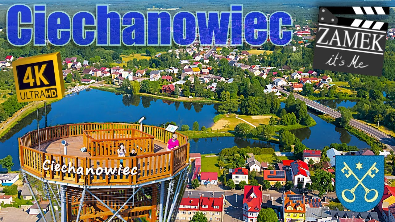 🇵🇱 Ciechanowiec z drona, wieża widokowa, rynek, zalew drone 4K Aerial footage PL