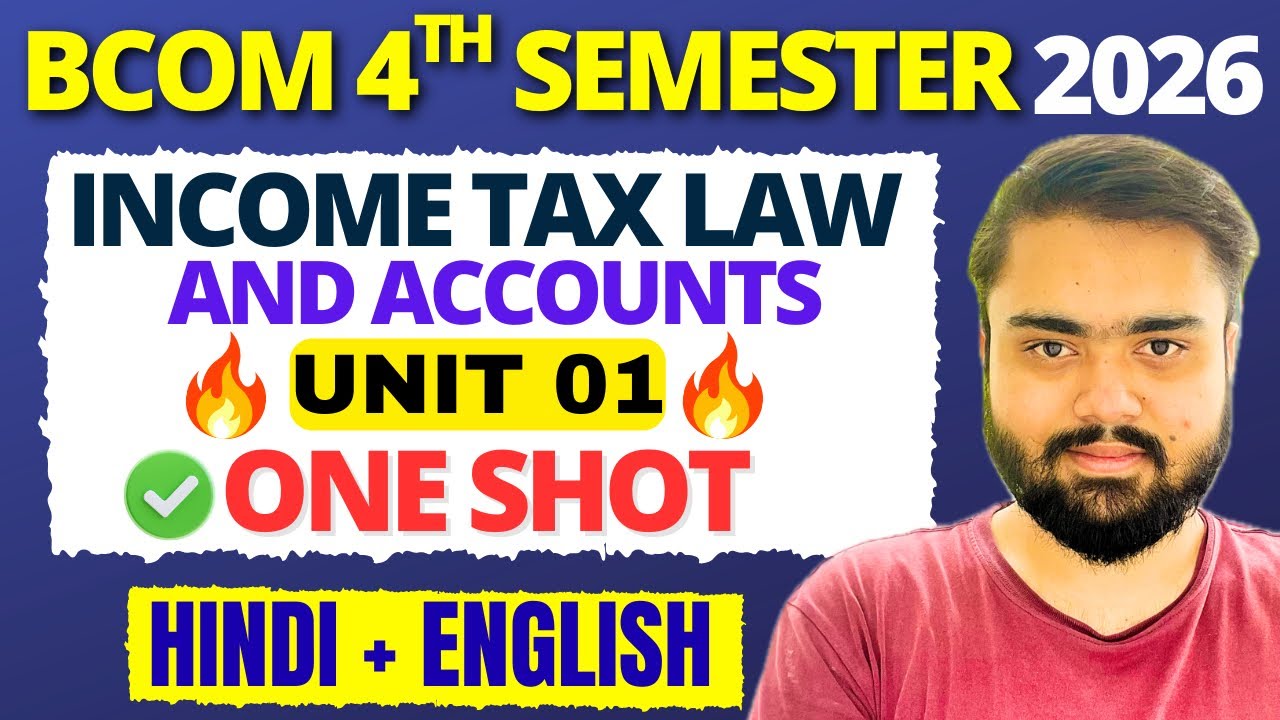BCOM Income tax Law and Accounts 4th Semester 2026🔥|Unit 01|Chapter 1 BCOM 4th Semester Income tax