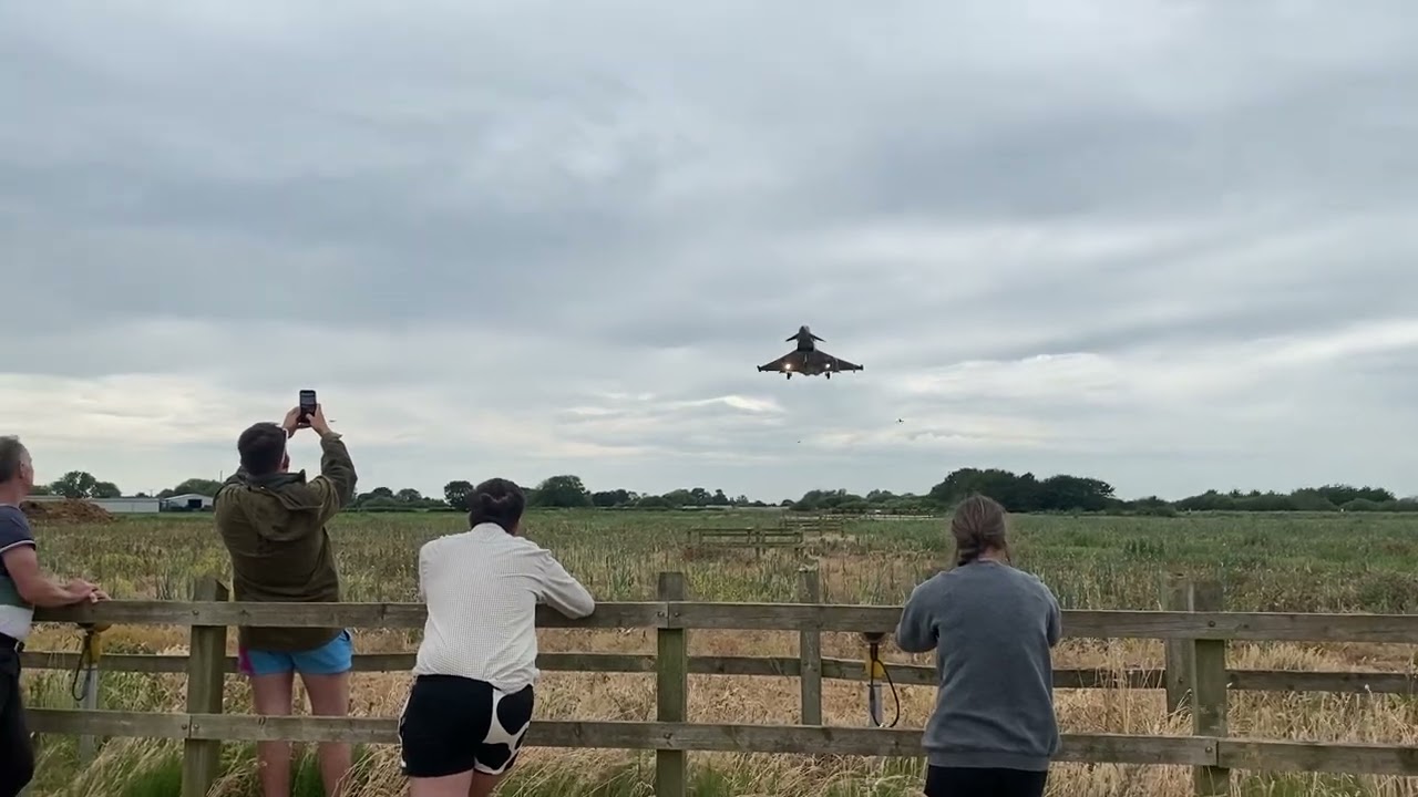 Way too low insane 22 eurofighter typhoons landing at RAF coningsby 17 th June 2023
