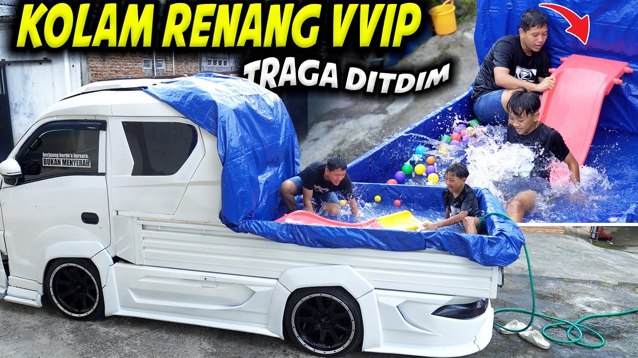 RENANG DI BAK PICKUP TRAGA DITDIM!!KOLAM RENANG PRIBADI COBA DIKASIH PEROSOTAN.. SERU BANGET🤣😂