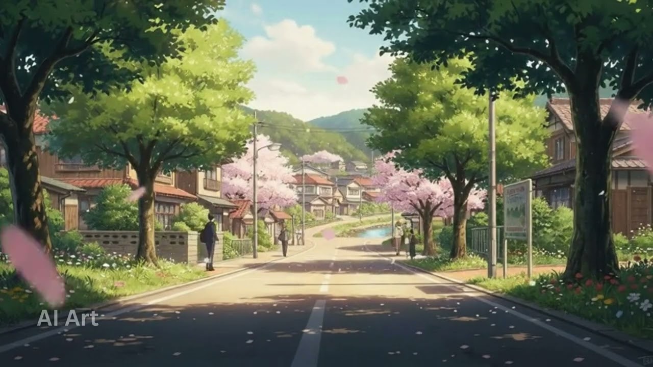 The Road Home Begins 🌿 | Day 24 | AI Anime Town Path | Peaceful Journey