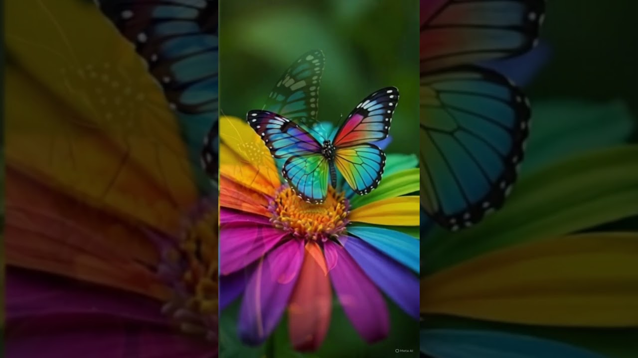 Rainbow Butterfly From Another World 🦋✨ #butterfly #natureshorts #realisticanimation #insectworld