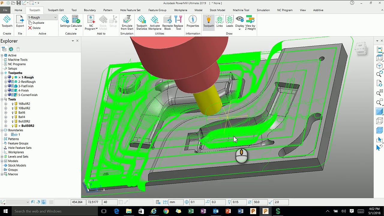 PowerMill 2019 Roughing strategy efficiency