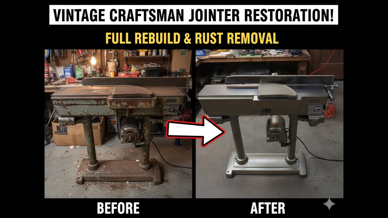 Реставрация старинного фуганка Craftsman 6 дюймов, модель 103! (Полная переделка ржавого станка)