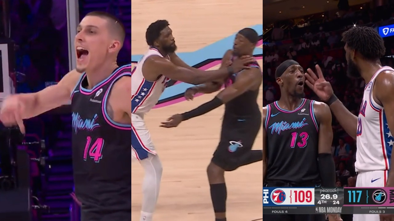 Тайлер Херро забросил два решающих трёхочковых подряд, после чего Бэм и Эмбиид начали спорить, ко...