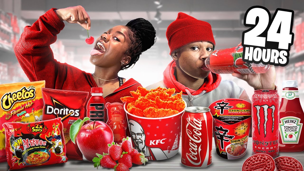 We only ate RED FOODS for 24 hours challenge!