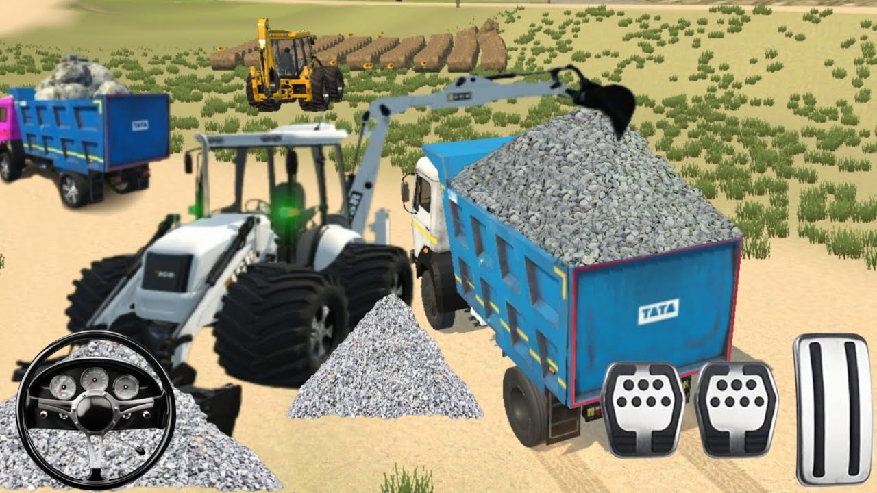 Drive JCB and loaded stone 🪨 in damper unloading From Damper Fast drive prat-325/#gamingvideos