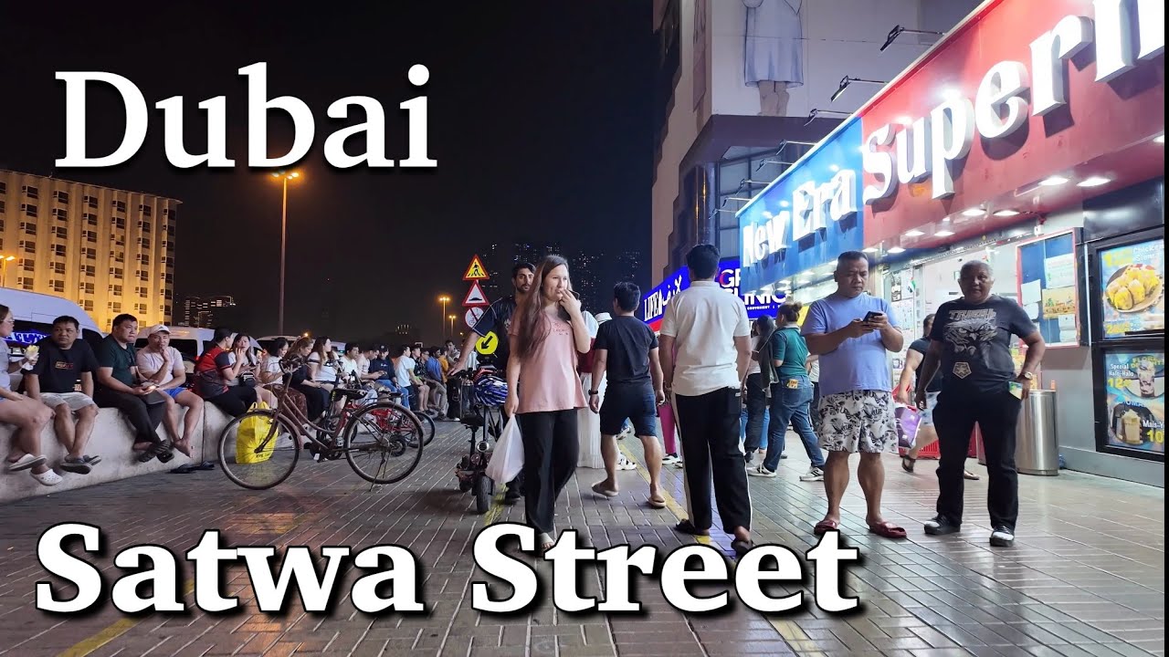 Local Vibes At Night,  Al Satwa Street Walking Tour 4k 