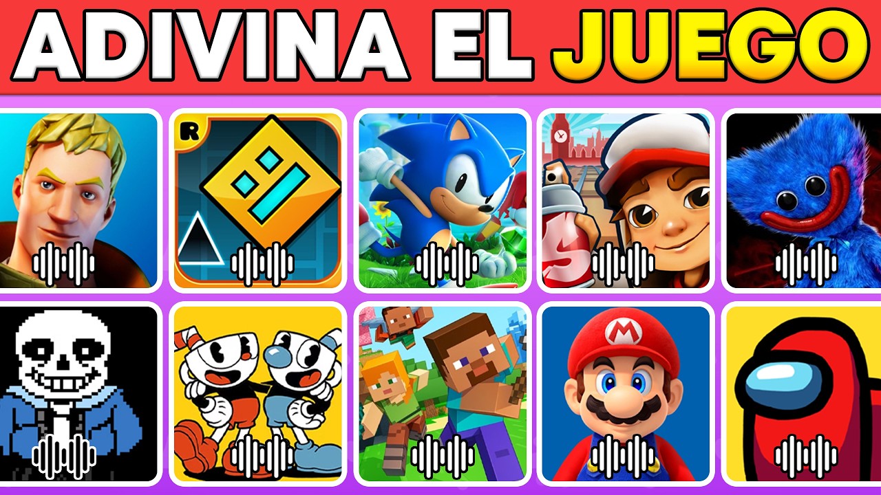 Adivina El JUEGO Por La CANCIÓN😃🎶Los Más Populares🔥Minecraft💚Mario bros❤️Sonic💙Among Us❤️
