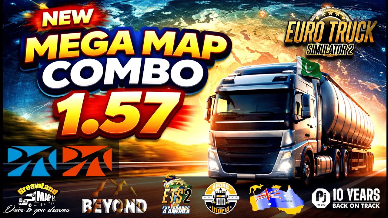 ETS2 1.57 NEW MEGA MAP COMBO | PROMODS, BEYOND, VANESSA, EAA MAPA, DREAMLAND, PJ_INDO AND MORE